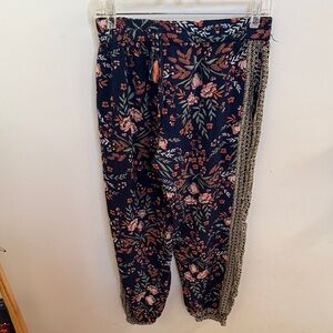 Angie Navy and pink Floral Pants